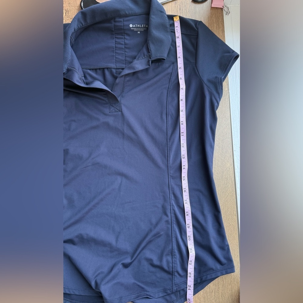 Athleta Women's Navy Collared Polo Activewear Tank Size M - Picture 4 of 6